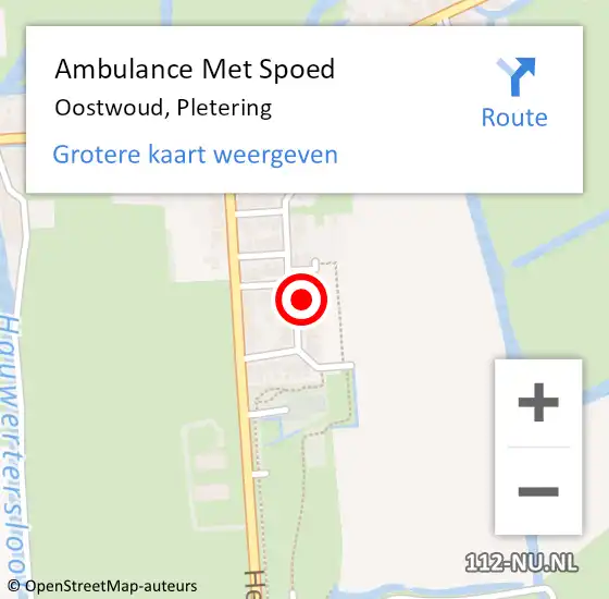 Locatie op kaart van de 112 melding: Ambulance Met Spoed Naar Oostwoud, Pletering op 21 juni 2021 16:03