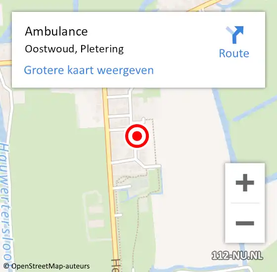 Locatie op kaart van de 112 melding: Ambulance Oostwoud, Pletering op 21 juni 2021 16:03