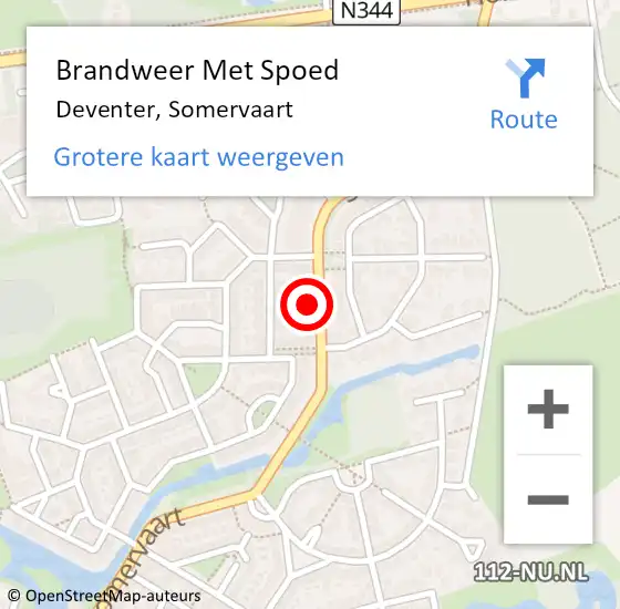 Locatie op kaart van de 112 melding: Brandweer Met Spoed Naar Deventer, Somervaart op 21 juni 2021 16:30