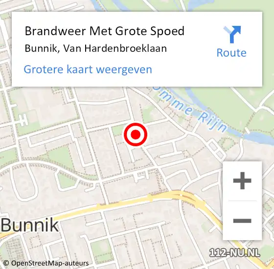 Locatie op kaart van de 112 melding: Brandweer Met Grote Spoed Naar Bunnik, Van Hardenbroeklaan op 13 juni 2014 23:51