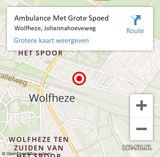 Locatie op kaart van de 112 melding: Ambulance Met Grote Spoed Naar Wolfheze, Johannahoeveweg op 21 juni 2021 16:43