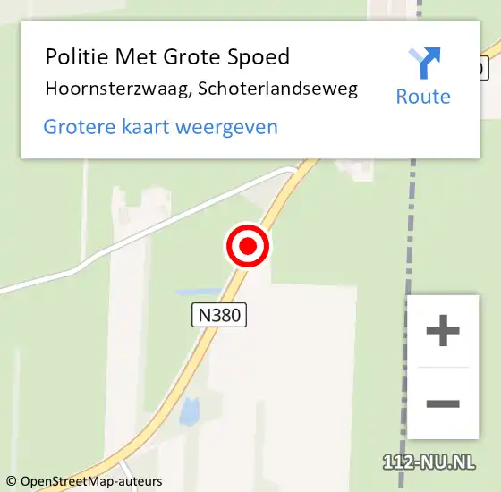 Locatie op kaart van de 112 melding: Politie Met Grote Spoed Naar Hoornsterzwaag, Schoterlandseweg op 21 juni 2021 16:52