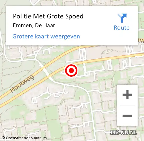 Locatie op kaart van de 112 melding: Politie Met Grote Spoed Naar Emmen, De Haar op 21 juni 2021 16:54