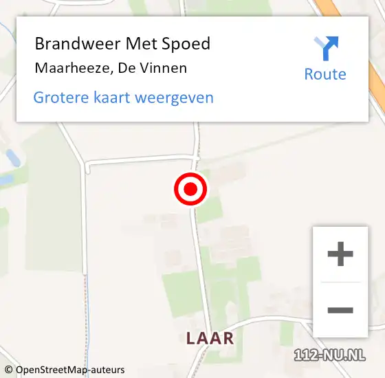 Locatie op kaart van de 112 melding: Brandweer Met Spoed Naar Maarheeze, De Vinnen op 21 juni 2021 16:57