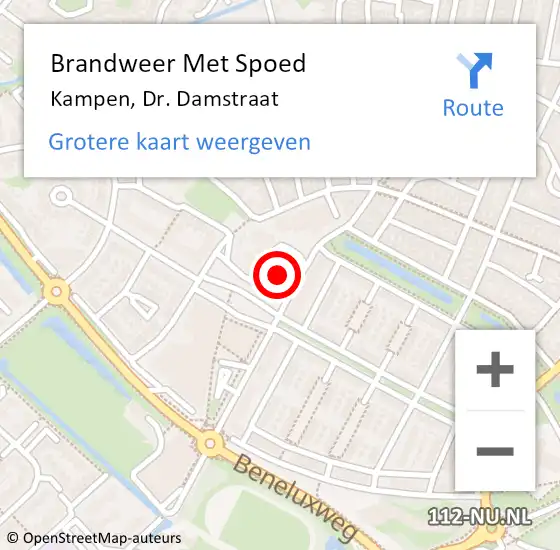 Locatie op kaart van de 112 melding: Brandweer Met Spoed Naar Kampen, Dr. Damstraat op 21 juni 2021 17:08