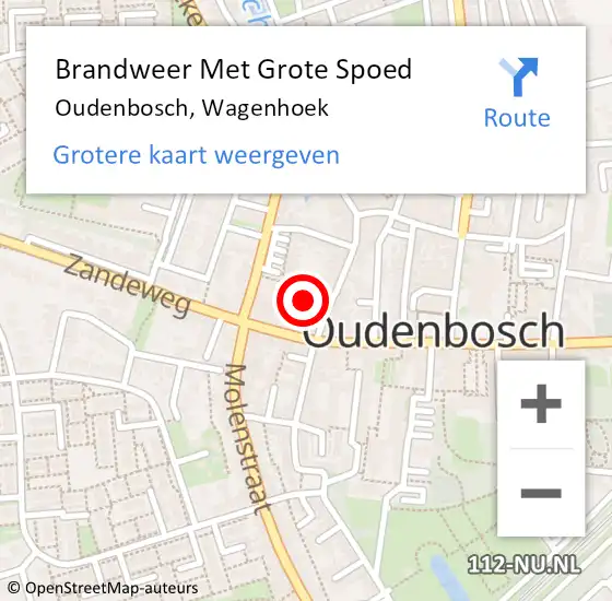 Locatie op kaart van de 112 melding: Brandweer Met Grote Spoed Naar Oudenbosch, Wagenhoek op 21 juni 2021 17:12
