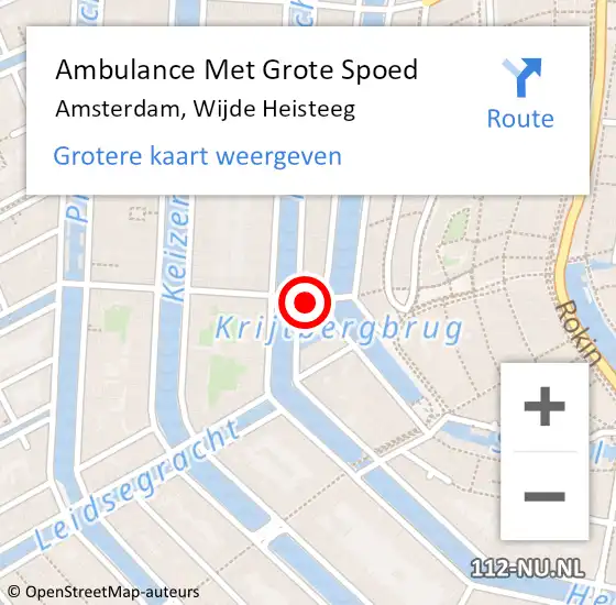 Locatie op kaart van de 112 melding: Ambulance Met Grote Spoed Naar Amsterdam, Wijde Heisteeg op 21 juni 2021 17:15