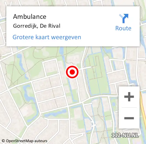 Locatie op kaart van de 112 melding: Ambulance Gorredijk, De Rival op 21 juni 2021 17:20