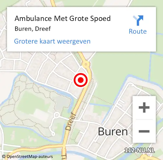 Locatie op kaart van de 112 melding: Ambulance Met Grote Spoed Naar Buren, Dreef op 21 juni 2021 17:20