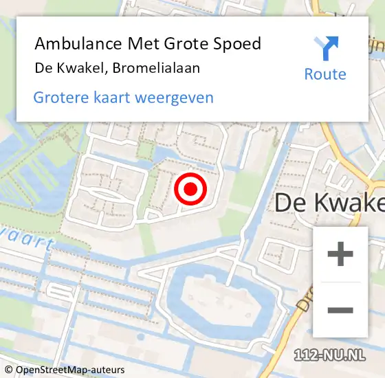 Locatie op kaart van de 112 melding: Ambulance Met Grote Spoed Naar De Kwakel, Bromelialaan op 21 juni 2021 17:34