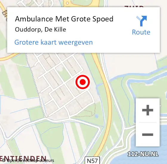 Locatie op kaart van de 112 melding: Ambulance Met Grote Spoed Naar Ouddorp, De Kille op 21 juni 2021 17:37