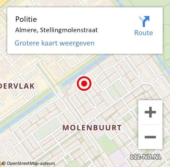 Locatie op kaart van de 112 melding: Politie Almere, Stellingmolenstraat op 21 juni 2021 17:52