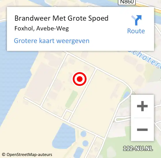 Locatie op kaart van de 112 melding: Brandweer Met Grote Spoed Naar Foxhol, Avebe-Weg op 21 juni 2021 18:11