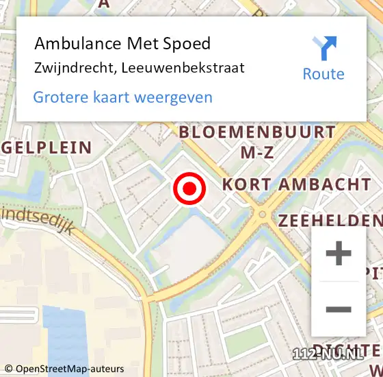 Locatie op kaart van de 112 melding: Ambulance Met Spoed Naar Zwijndrecht, Leeuwenbekstraat op 21 juni 2021 18:20