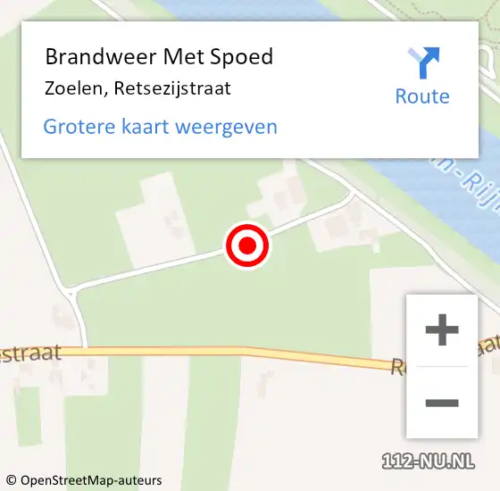 Locatie op kaart van de 112 melding: Brandweer Met Spoed Naar Zoelen, Retsezijstraat op 21 juni 2021 18:21