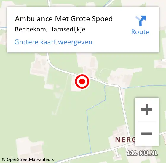Locatie op kaart van de 112 melding: Ambulance Met Grote Spoed Naar Bennekom, Harnsedijkje op 21 juni 2021 18:29