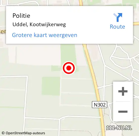 Locatie op kaart van de 112 melding: Politie Uddel, Kootwijkerweg op 21 juni 2021 18:29