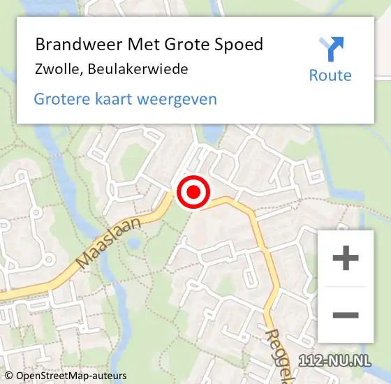 Locatie op kaart van de 112 melding: Brandweer Met Grote Spoed Naar Zwolle, Beulakerwiede op 21 juni 2021 19:04