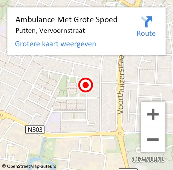 Locatie op kaart van de 112 melding: Ambulance Met Grote Spoed Naar Putten, Vervoornstraat op 21 juni 2021 19:05