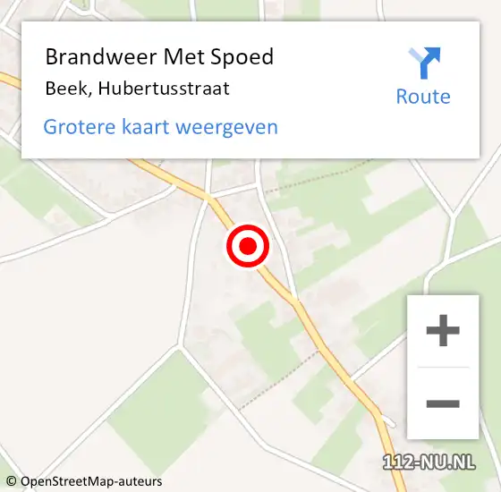 Locatie op kaart van de 112 melding: Brandweer Met Spoed Naar Beek, Hubertusstraat op 21 juni 2021 19:30