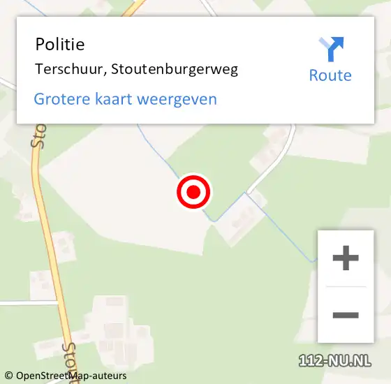 Locatie op kaart van de 112 melding: Politie Terschuur, Stoutenburgerweg op 21 juni 2021 19:31