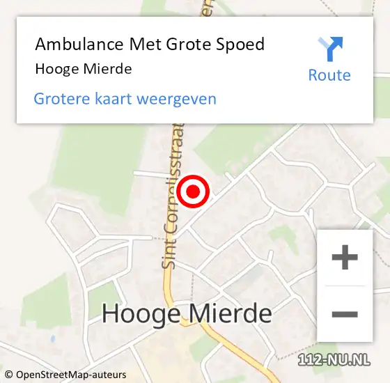 Locatie op kaart van de 112 melding: Ambulance Met Grote Spoed Naar Hooge Mierde op 21 juni 2021 19:34