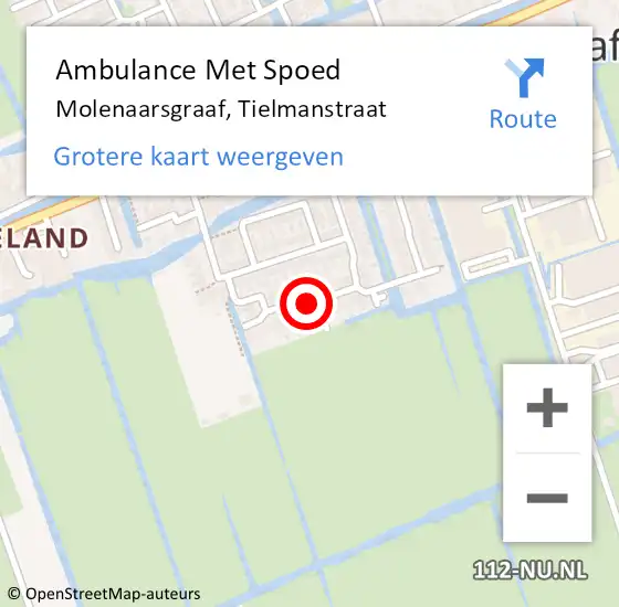 Locatie op kaart van de 112 melding: Ambulance Met Spoed Naar Molenaarsgraaf, Tielmanstraat op 21 juni 2021 20:10