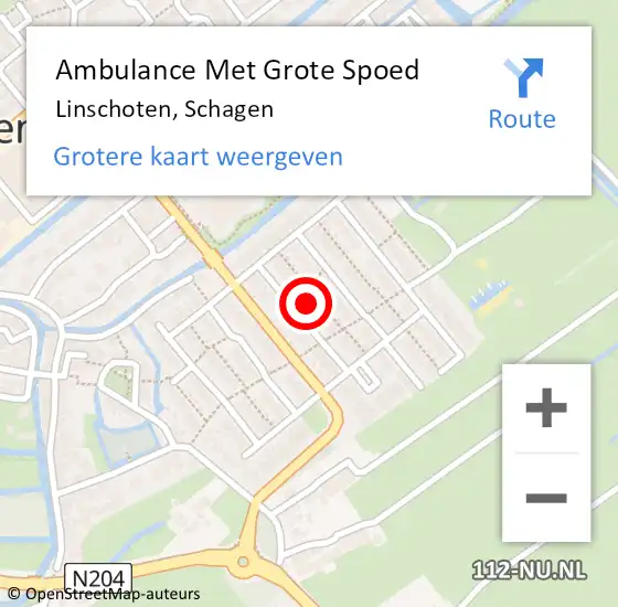 Locatie op kaart van de 112 melding: Ambulance Met Grote Spoed Naar Linschoten, Schagen op 21 juni 2021 20:19