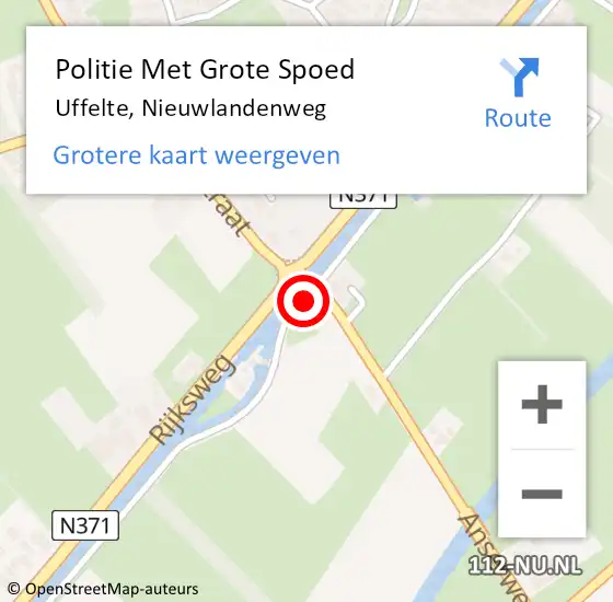 Locatie op kaart van de 112 melding: Politie Met Grote Spoed Naar Uffelte, Nieuwlandenweg op 21 juni 2021 20:31