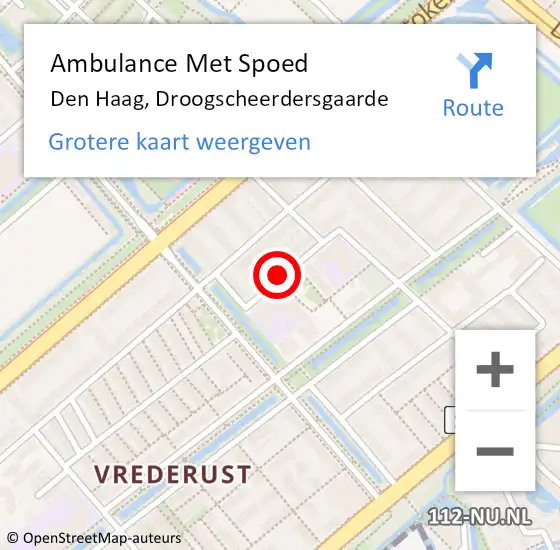 Locatie op kaart van de 112 melding: Ambulance Met Spoed Naar Den Haag, Droogscheerdersgaarde op 21 juni 2021 20:38