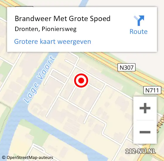 Locatie op kaart van de 112 melding: Brandweer Met Grote Spoed Naar Dronten, Pioniersweg op 21 juni 2021 20:41