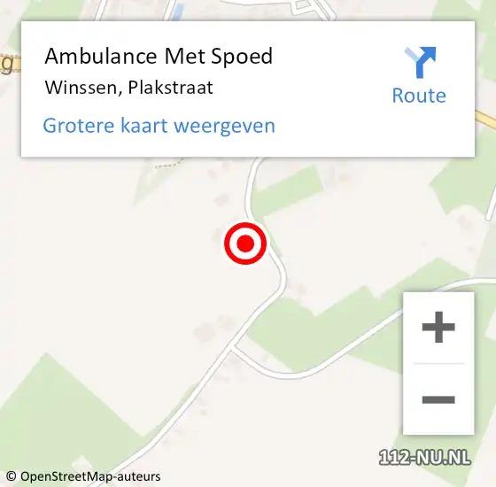 Locatie op kaart van de 112 melding: Ambulance Met Spoed Naar Winssen, Plakstraat op 21 juni 2021 20:42