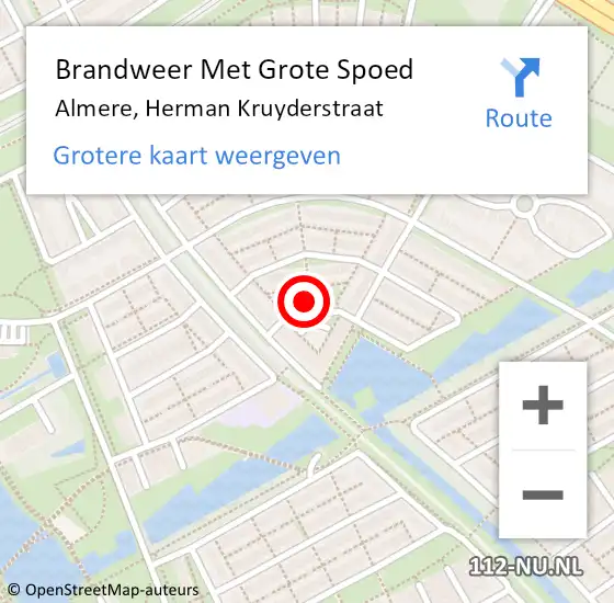 Locatie op kaart van de 112 melding: Brandweer Met Grote Spoed Naar Almere, Herman Kruyderstraat op 21 juni 2021 20:50