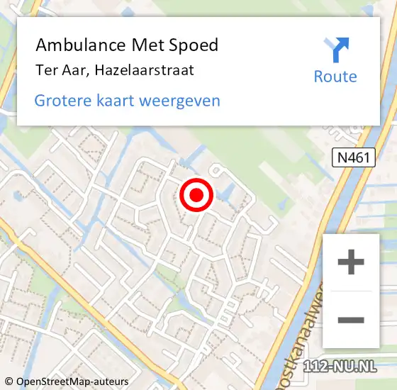 Locatie op kaart van de 112 melding: Ambulance Met Spoed Naar Ter Aar, Hazelaarstraat op 21 juni 2021 21:28