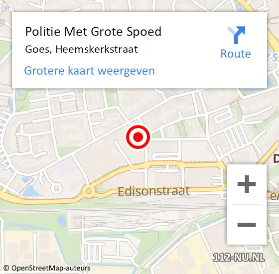 Locatie op kaart van de 112 melding: Politie Met Grote Spoed Naar Goes, Heemskerkstraat op 21 juni 2021 21:30