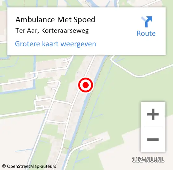 Locatie op kaart van de 112 melding: Ambulance Met Spoed Naar Ter Aar, Korteraarseweg op 21 juni 2021 21:32