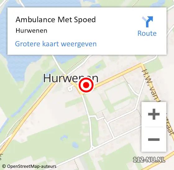 Locatie op kaart van de 112 melding: Ambulance Met Spoed Naar Hurwenen op 21 juni 2021 21:46