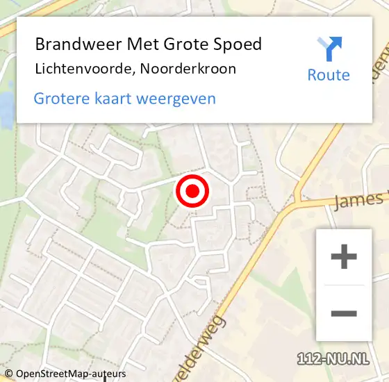 Locatie op kaart van de 112 melding: Brandweer Met Grote Spoed Naar Lichtenvoorde, Noorderkroon op 21 juni 2021 22:00