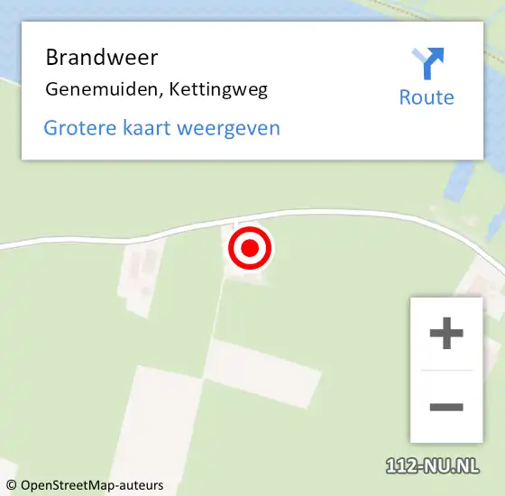 Locatie op kaart van de 112 melding: Brandweer Genemuiden, Kettingweg op 21 juni 2021 22:10