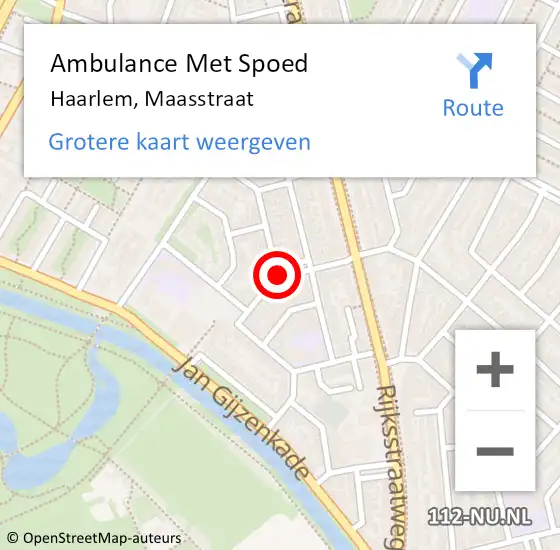 Locatie op kaart van de 112 melding: Ambulance Met Spoed Naar Haarlem, Maasstraat op 21 juni 2021 22:20