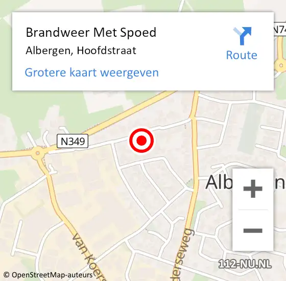 Locatie op kaart van de 112 melding: Brandweer Met Spoed Naar Albergen, Hoofdstraat op 21 juni 2021 22:31