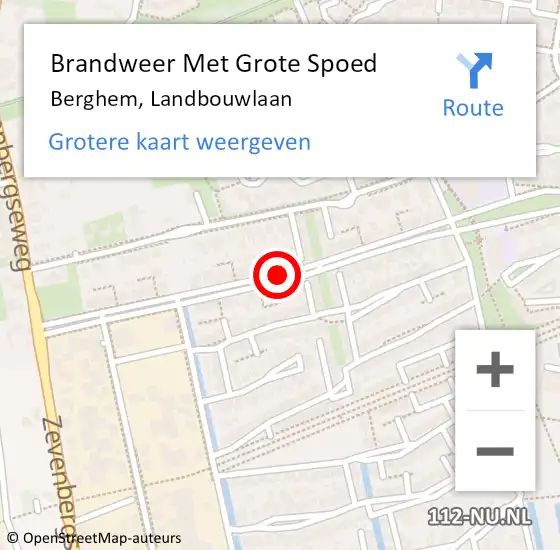 Locatie op kaart van de 112 melding: Brandweer Met Grote Spoed Naar Berghem, Landbouwlaan op 21 juni 2021 22:43