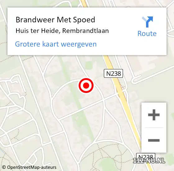 Locatie op kaart van de 112 melding: Brandweer Met Spoed Naar Huis ter Heide, Rembrandtlaan op 21 juni 2021 23:04