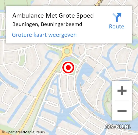 Locatie op kaart van de 112 melding: Ambulance Met Grote Spoed Naar Beuningen, Beuningerbeemd op 21 juni 2021 23:24