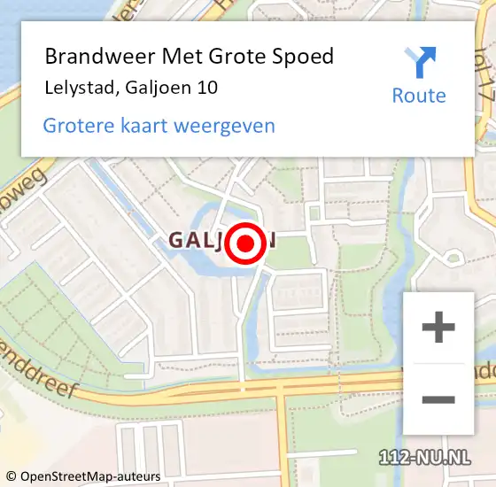 Locatie op kaart van de 112 melding: Brandweer Met Grote Spoed Naar Lelystad, Galjoen 10 op 22 juni 2021 00:46