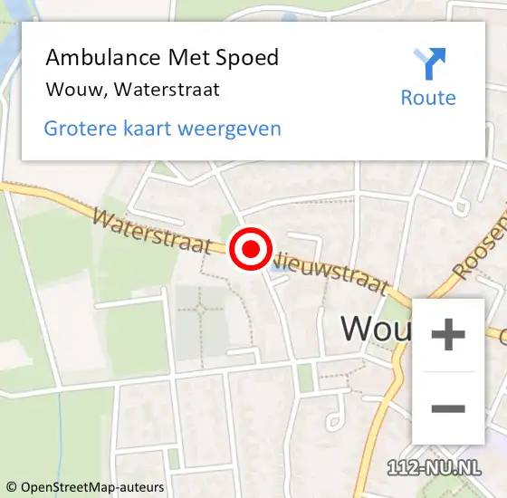 Locatie op kaart van de 112 melding: Ambulance Met Spoed Naar Wouw, Waterstraat op 14 juni 2014 00:27