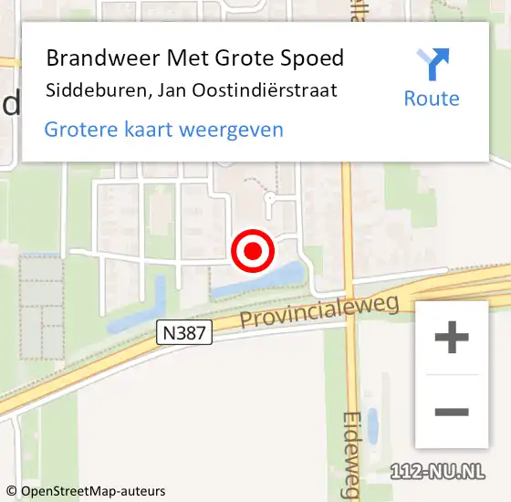 Locatie op kaart van de 112 melding: Brandweer Met Grote Spoed Naar Siddeburen, Jan Oostindiërstraat op 22 juni 2021 00:53