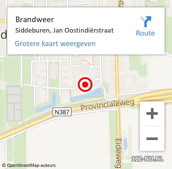 Locatie op kaart van de 112 melding: Brandweer Siddeburen, Jan Oostindiërstraat op 22 juni 2021 00:56