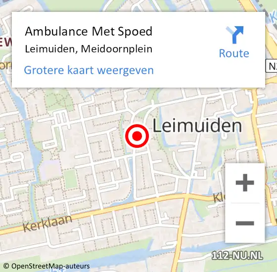 Locatie op kaart van de 112 melding: Ambulance Met Spoed Naar Leimuiden, Meidoornplein op 22 juni 2021 01:03