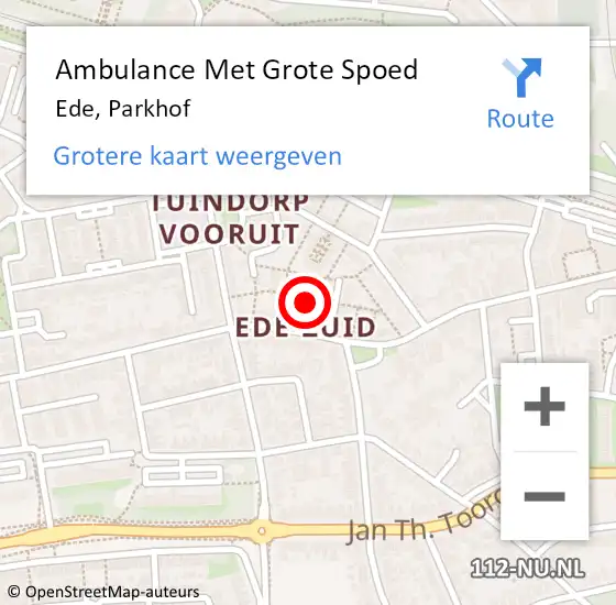 Locatie op kaart van de 112 melding: Ambulance Met Grote Spoed Naar Ede, Parkhof op 22 juni 2021 03:07